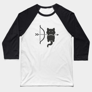 Sagittarius Cat Zodiac Sign (Black and White) Baseball T-Shirt